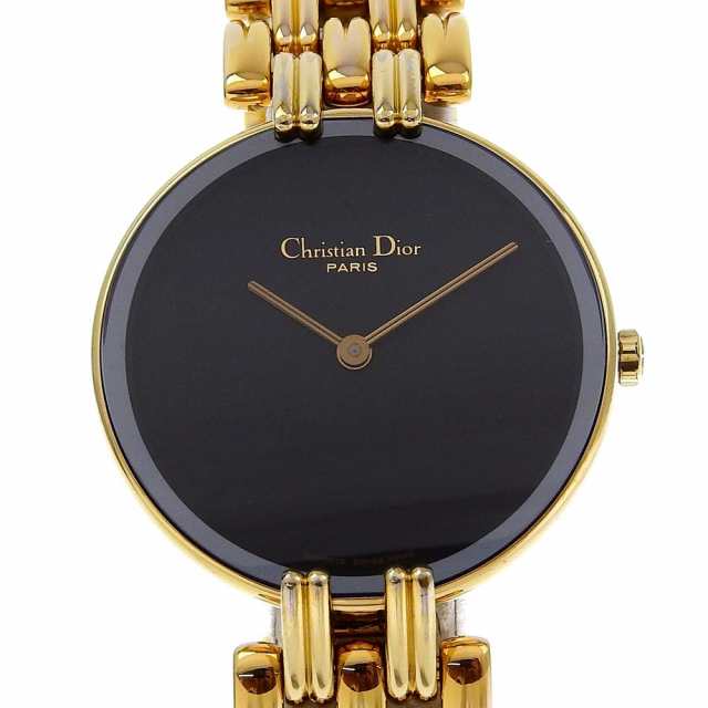 Dior クリスチャンディオール バキラ 46154-3 金メッキ クオーツ アナログ表示 黒文字盤の通販は