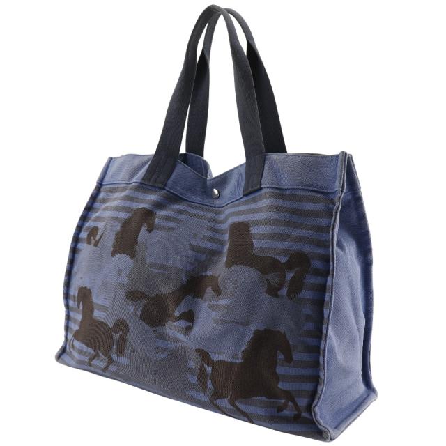 HERMES エルメス シュヴォーアン キャンバス 青/黒 トートバッグ ユニセックス 【中古】