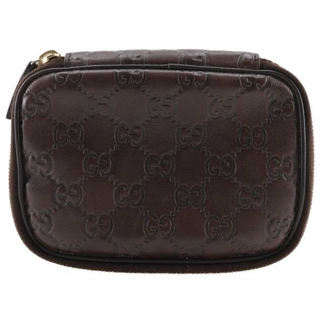 GUCCI グッチ ジュエリーケース GG 191187 シマレザー 茶 ポーチ レディース 【中古】