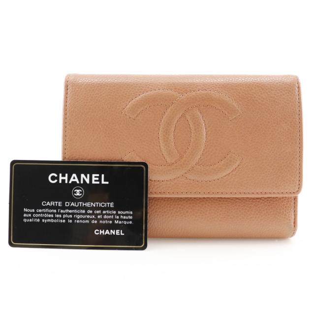 CHANEL シャネル ココマーク キャビアスキン ピンク 三つ折り財布 レディース 【中古】_15