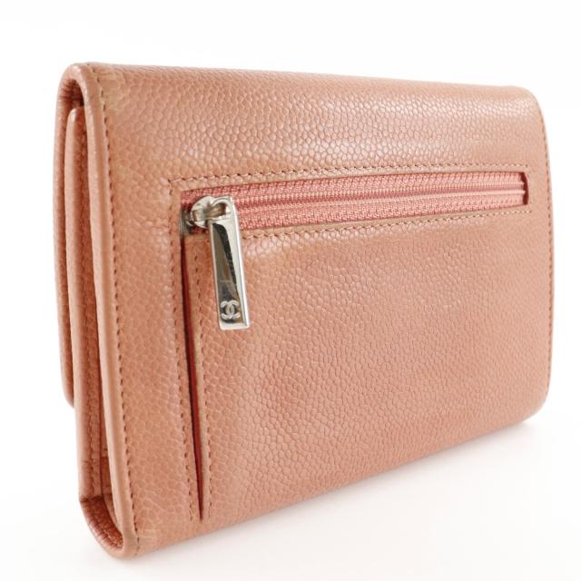 CHANEL シャネル ココマーク キャビアスキン ピンク 三つ折り財布 レディース 【中古】_2