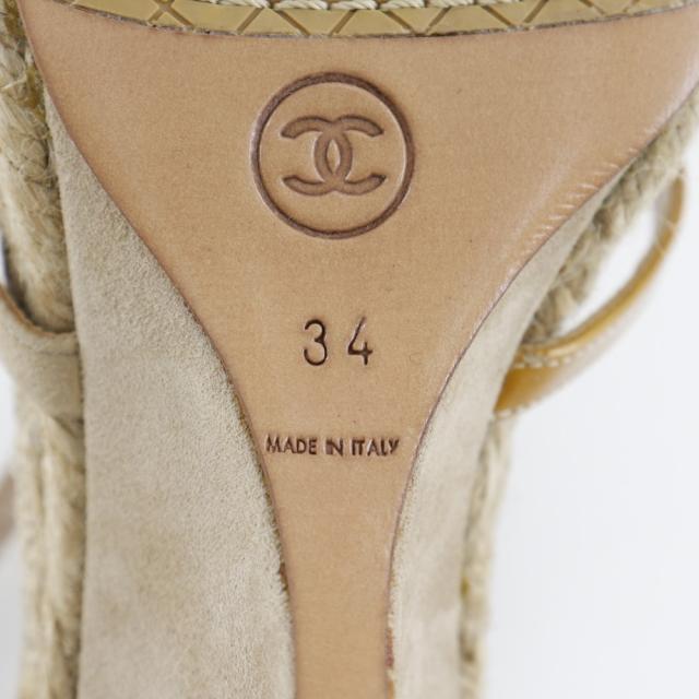 CHANEL シャネル ココマークチャーム ウェッジソール スウェード ベージュ サンダル_14