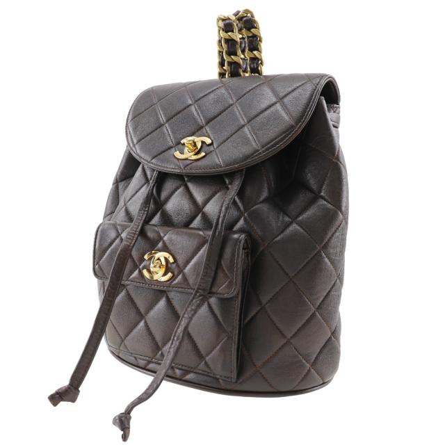 CHANEL シャネル マトラッセ ココマーク ココマーク ラムスキン 茶 リュック・デイパック_1