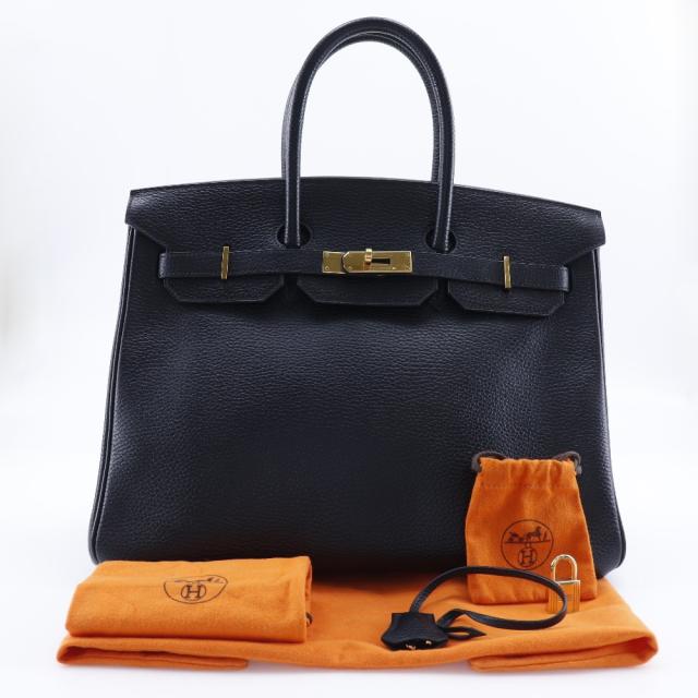 HERMES エルメス バーキン35 アルデンヌ 黒/ゴールド金具 ハンドバッグ レディース_12