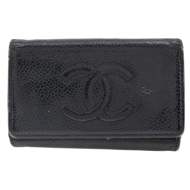シャネル キーケース ココマーク キャビアスキン 黒 FP453 CHANEL シャネル ココマーク キャビアスキン 黒 キーケース