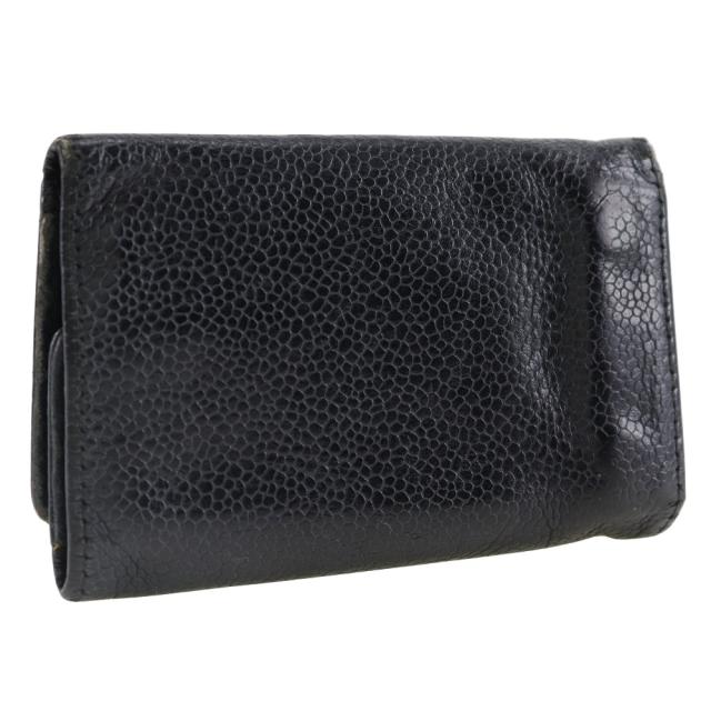 【未使用に近い】シャネル　ココマーク　キャビアスキン　ブラック　キーケース 美品】シャネル CHANEL キャビアスキン ココマーク キーケース