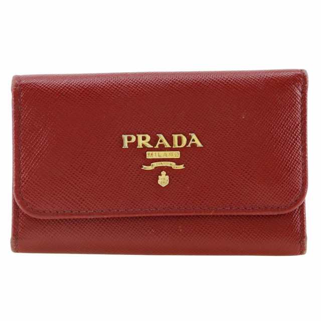 PRADA プラダ サフィアーノ 赤 キーケース レディース 【中古】