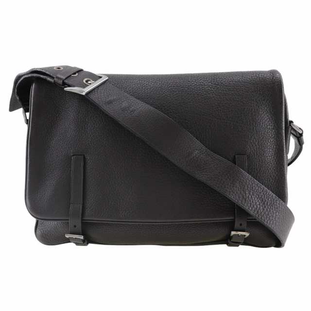 PRADA プラダ メッセンジャーバッグ カーフ 茶 ショルダーバッグ メンズ 【中古】