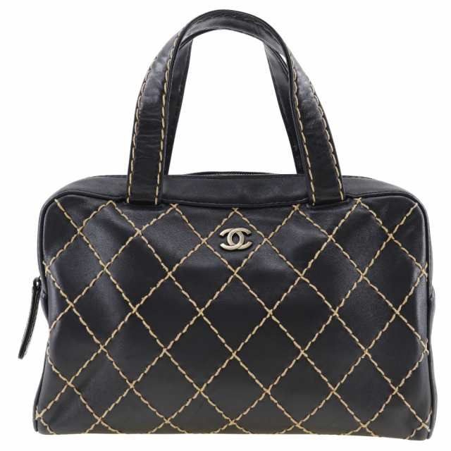 CHANEL シャネル ワイルドステッチ ココマーク カーフ 黒 ハンドバッグ レディース
