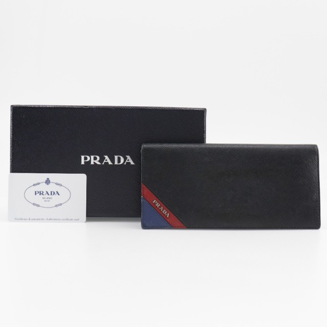 PRADA プラダ 2MV836 サフィアーノ NERO 黒 長財布 メンズ 【中古】