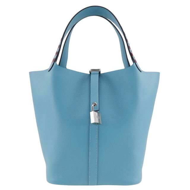 HERMES エルメス ピコタンロックMM トレサージュ ヴォーエプソン 水色 ハンドバッグ