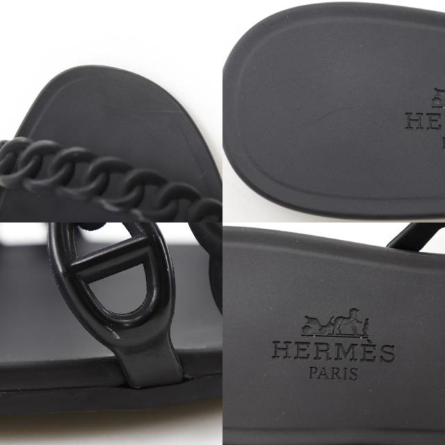 HERMES エルメス シェーヌダンクル ラバー 黒 サンダル レディース 【中古】_6