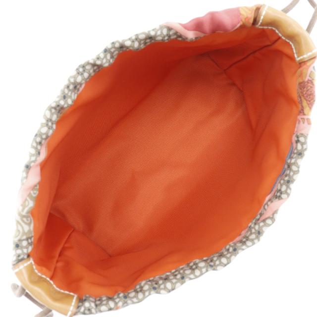 HERMES エルメス フールビ20 CARRE EN CRAVATES シルク 茶/オレンジ ポーチ レディース 【中古】 HERMES エルメス フールビ20 CARRE EN CRAVATES シルク 茶/オレンジ