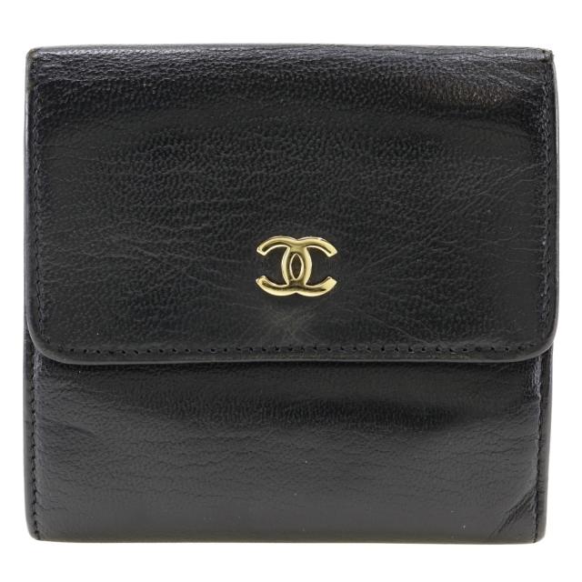 ☆CHANEL☆ シャネル ココボタン Wホック 財布 折財布 黒