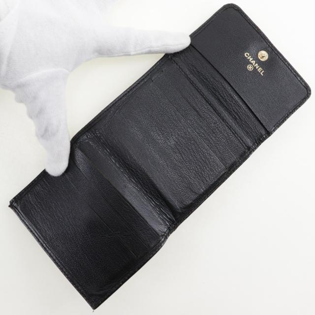 CHANEL シャネル ココマーク Ｗホック A13456 カーフ 黒 二つ折り財布 レディース 【中古】_4