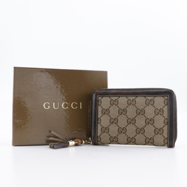 グッチ 224256 バンブー グッチシマ コンパクトウォレット 二つ折り財布 GUCCI グッチ ラウンドファスナー バンブー 224256 GGキャンバス