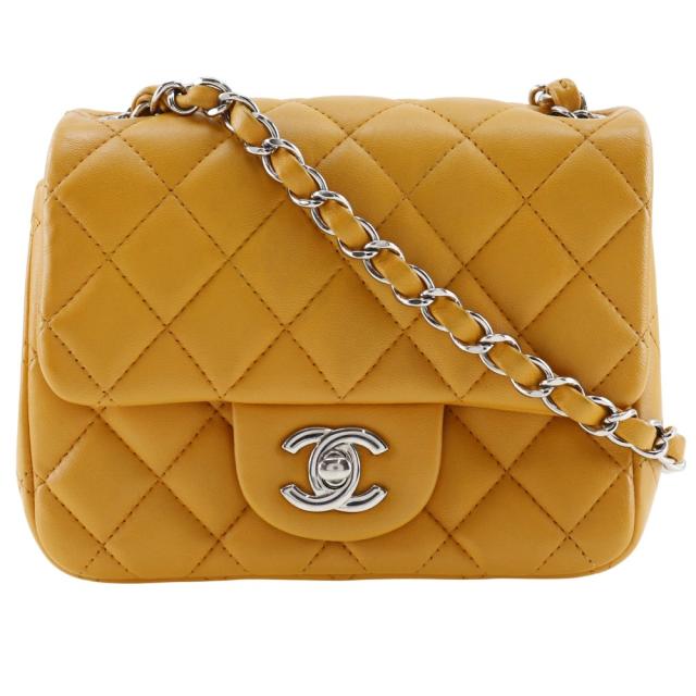 CHANEL シャネル ミニチェーンショルダー マトラッセ ラムスキン 黄 ショルダーバッグの通販は