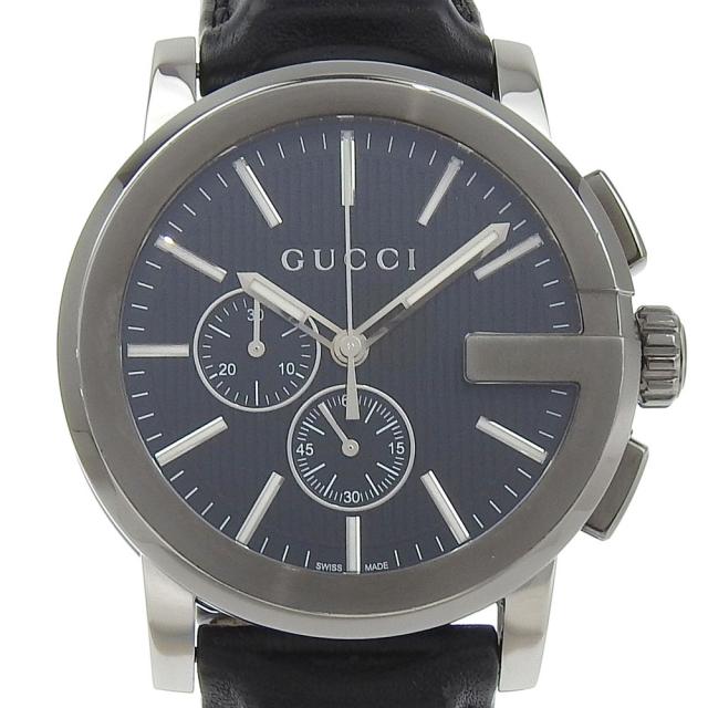 GUCCI グッチ Gクロノ 101.2 SS クオーツ クロノグラフ 黒文字盤 腕時計 メンズ 【中古】