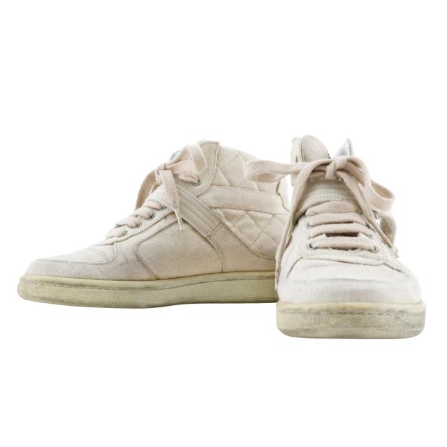 CHANEL シャネル ハイカット マトラッセ G24838 キャンバス ベージュ スニーカー