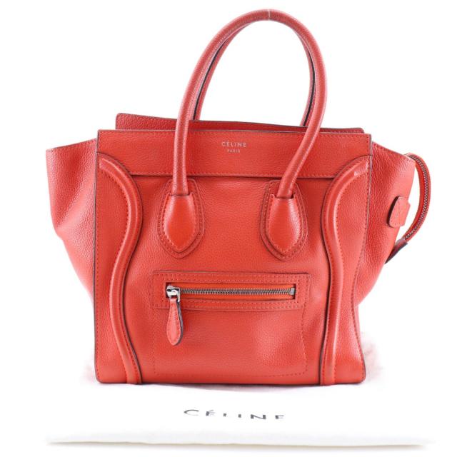 CELINE セリーヌ ラゲージ マイクロショッパー レザー 赤