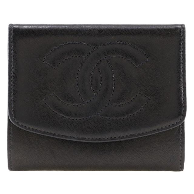 CHANEL シャネル ココマーク ヴィンテージ ラムスキン 黒 コインケース レディースの通販は