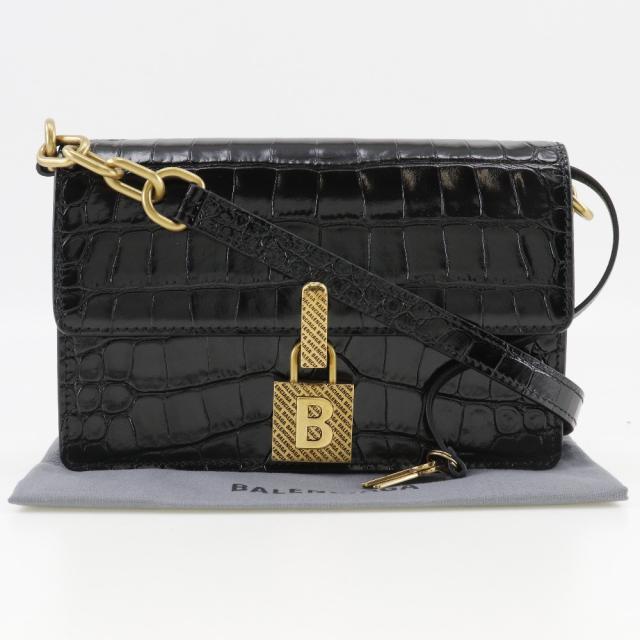 BALENCIAGA バレンシアガ ミニショルダー 2WAYクラッチ 型押しレザー 黒 ショルダーバッグ_8