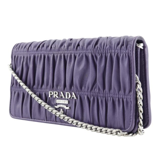 PRADA プラダ ナッパ レザー チェーン ウォレット ギャザー 1DH044 PRADA プラダ ナッパ レザー チェーン ウォレット ギャザー 1DH044