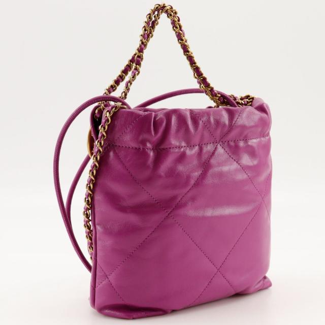 CHANEL シャネル 22ミニバッグ 2WAYハンドバッグ AS3980 カーフ 紫 ショルダーバッグ_2