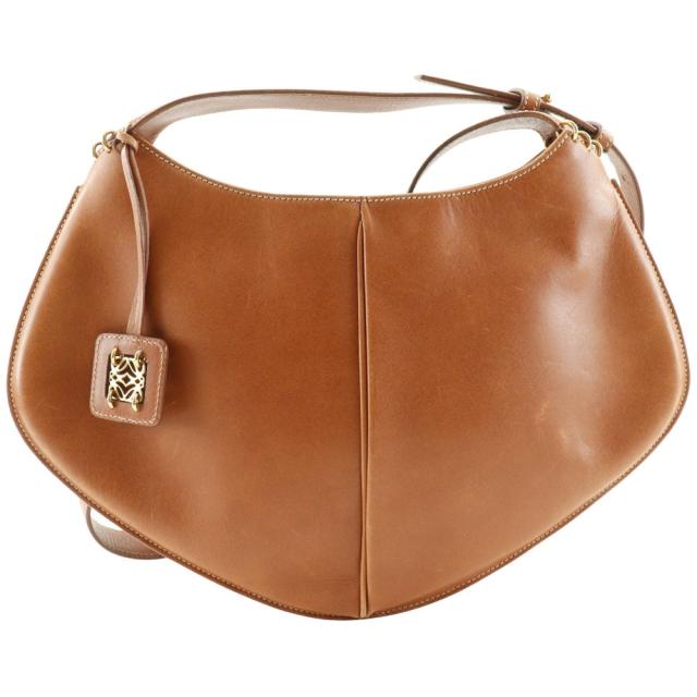 LOEWE ロエベ アナグラム ヴィンテージ カーフ 茶 ショルダーバッグ レディース 【中古】