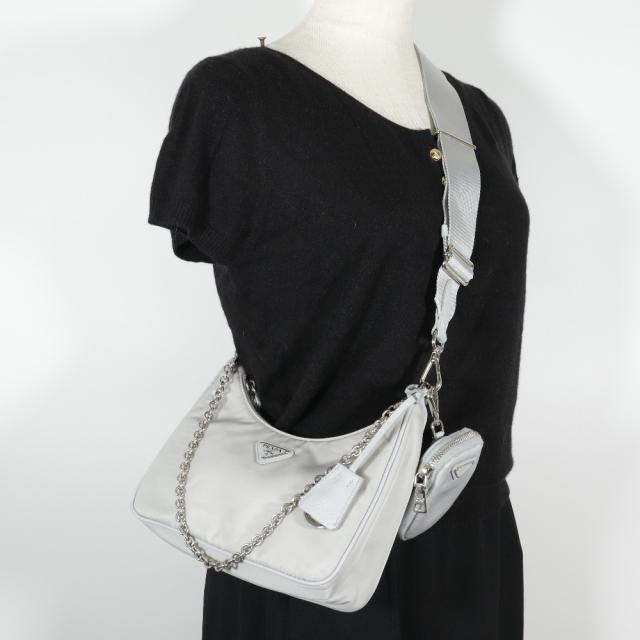 【PRADA】プラダ リエディション 2005 2WAYショルダー 1BH204 ナイロン FIORDALISO グレー レディース ショルダーバッグ PRADA - 【PRADA】プラダ リエディション 2005 2WAYショルダー 1BH204