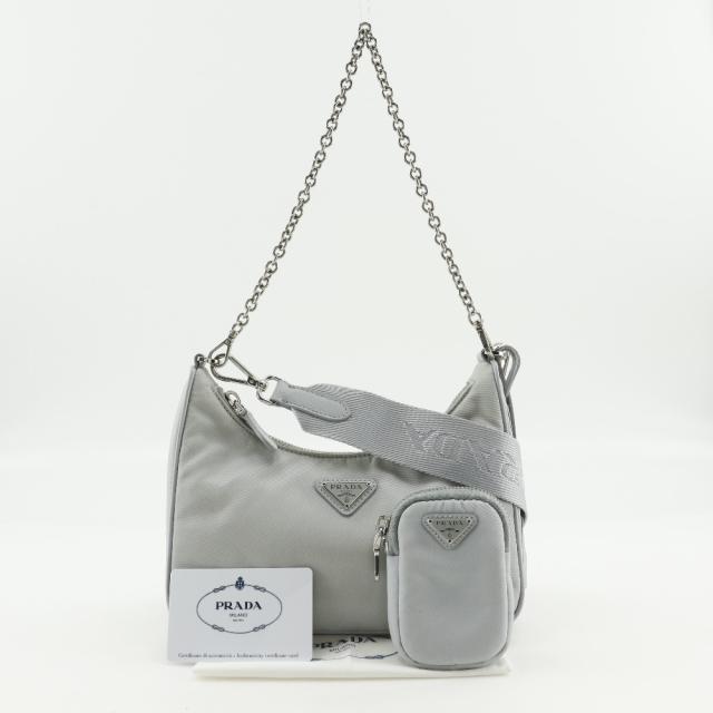 プラダ(Prada) ナイロン 2way ショルダーバッグ BN1845 グレー 中古・古着通販】PRADA (プラダ) ミニショルダーバッグ グレー