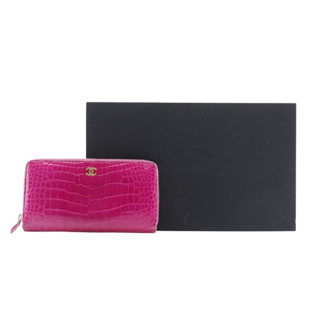【CHANEL】シャネル ラウンドファスナー ココマーク クロコダイル ピンク レディース 長財布 CHANEL - 【CHANEL】シャネル ラウンドファスナー ココマーク