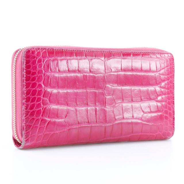 CHANEL シャネル ラウンドファスナー ココマーク クロコダイル ピンク