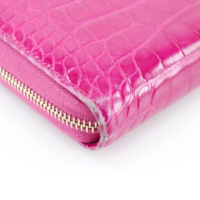 CHANEL シャネル ラウンドファスナー ココマーク クロコダイル ピンク