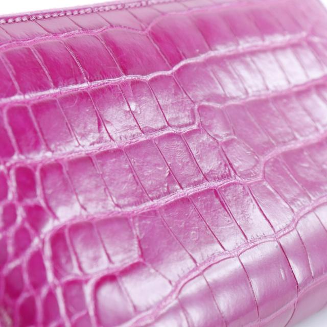 CHANEL シャネル ラウンドファスナー ココマーク クロコダイル ピンク