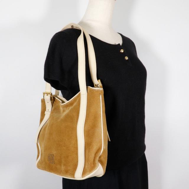 LOEWE ロエベ アナグラム スウェード 茶 ショルダーバッグ レディース