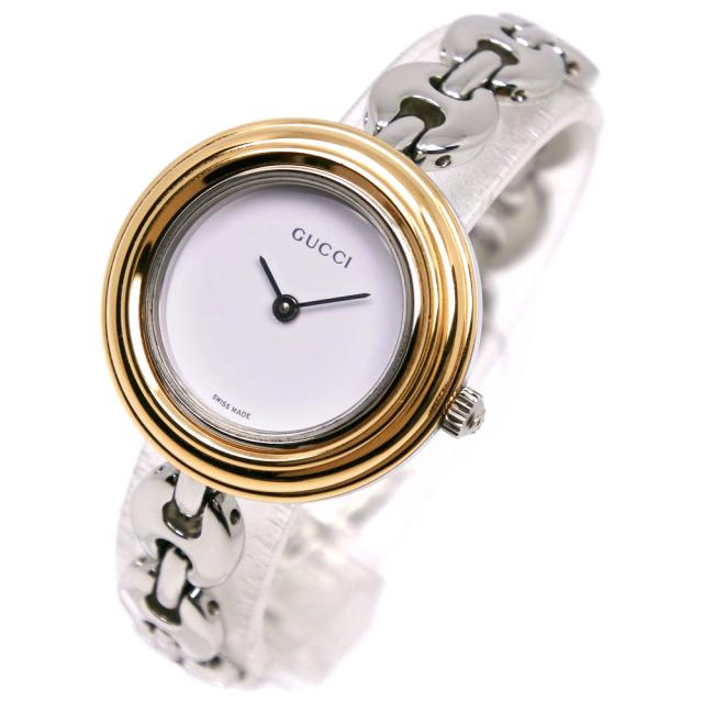 m*a様 動作未確認 GUCCI チェンジベゼル 11/12.2 ホワイト文字盤 GUCCI/グッチ】 11/12.2 チェンジベゼル6 コマ調整不可 腕時計