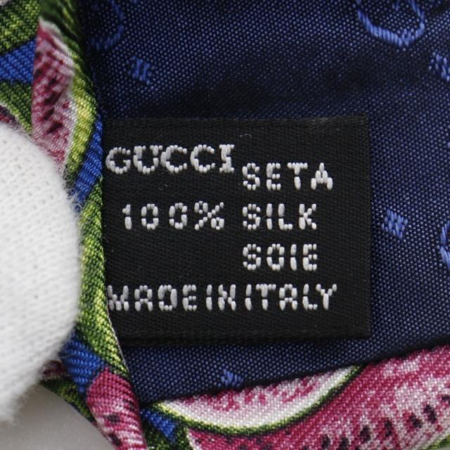 GUCCI グッチ スイカ シルク 青 ネクタイ メンズ 【中古】 ネクタイ