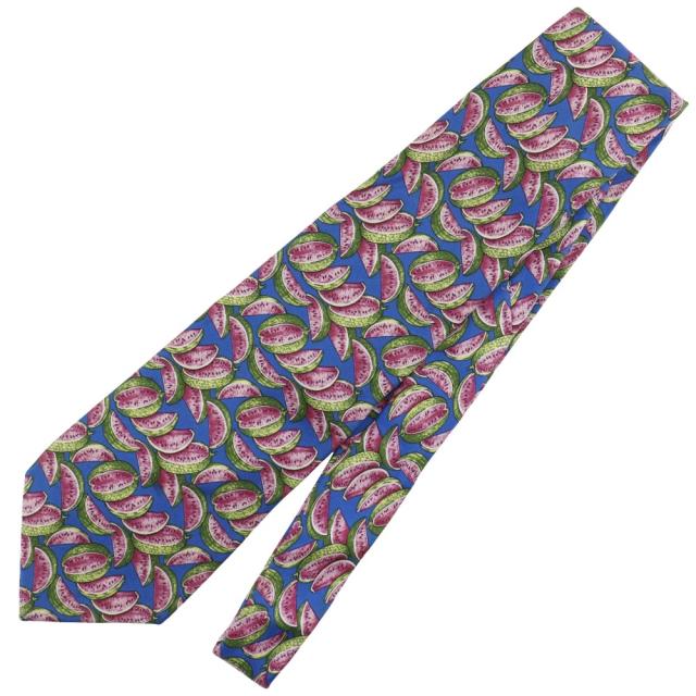 GUCCI グッチ スイカ シルク 青 ネクタイ メンズ 【中古】 ネクタイ