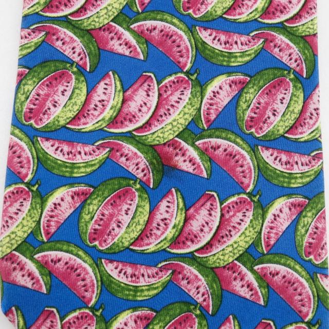 GUCCI グッチ スイカ シルク 青 ネクタイ メンズ 【中古】 ネクタイ
