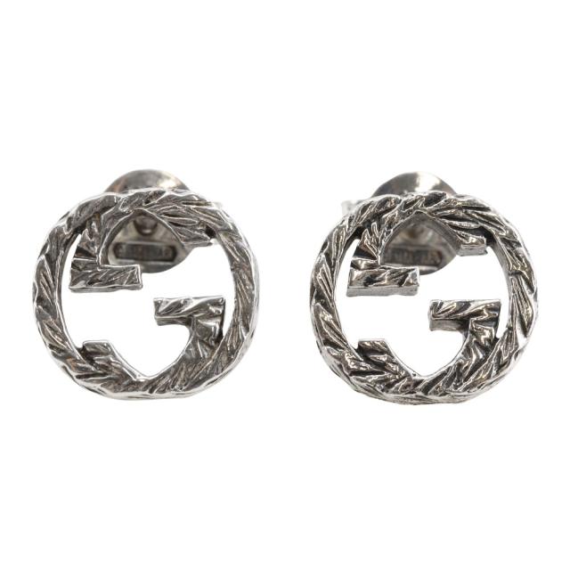 GUCCI グッチ インターロッキングG 金属製 シルバー ピアス 2.9g