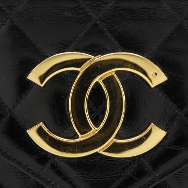 CHANEL シャネル チェーンショルダー デカココ マトラッセ デカココ マトラッセ エナメル 黒_9