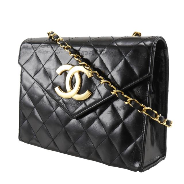 CHANEL シャネル チェーンショルダー デカココ マトラッセ デカココ マトラッセ エナメル 黒_1