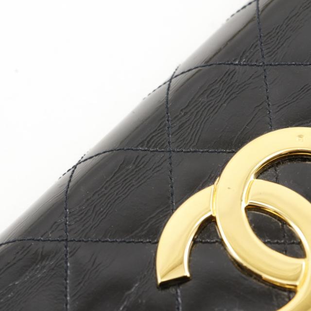 CHANEL シャネル チェーンショルダー デカココ マトラッセ デカココ マトラッセ エナメル 黒_8