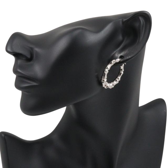 ウノアエレバンブーピアス UNOAERRE ウノアエレ バンブーモチーフ ループ K18ホワイト