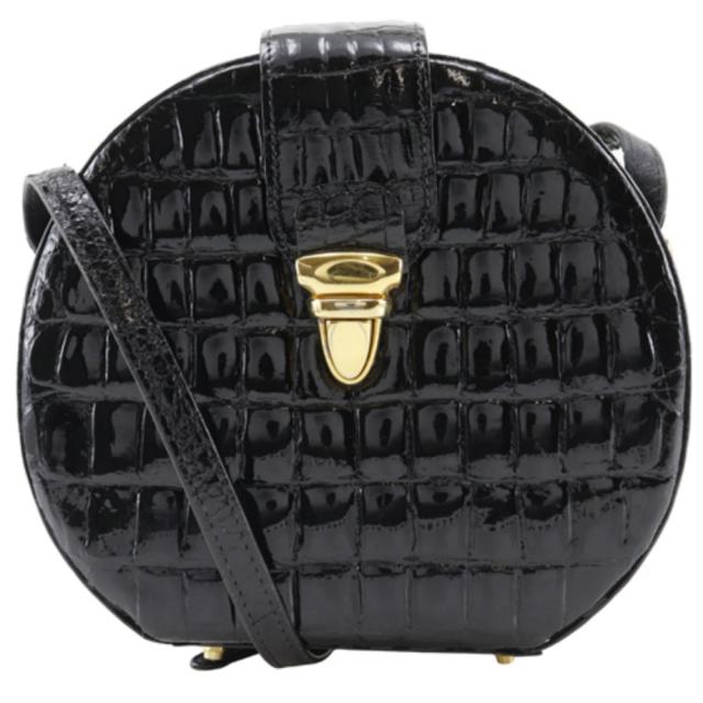 ポシェット クロコダイル 黒 ショルダーバッグ レディース 【中古】