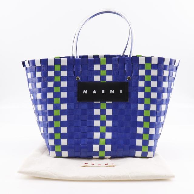 MARNI マルニ フラワーカフェ ピクニックバッグ バスケット ポリプロピレン 青_12