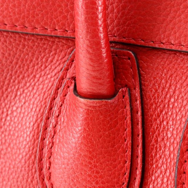 CELINE セリーヌ ラゲージマイクロショッパー レザー 赤 ハンドバッグ レディース_9