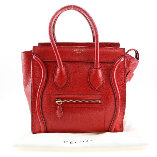 CELINE セリーヌ ラゲージマイクロショッパー レザー 赤 ハンドバッグ レディース_16