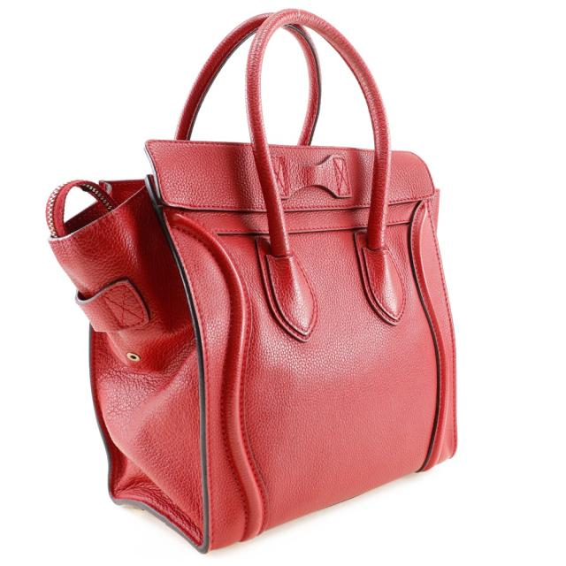 CELINE セリーヌ ラゲージマイクロショッパー レザー 赤 ハンドバッグ レディース_2